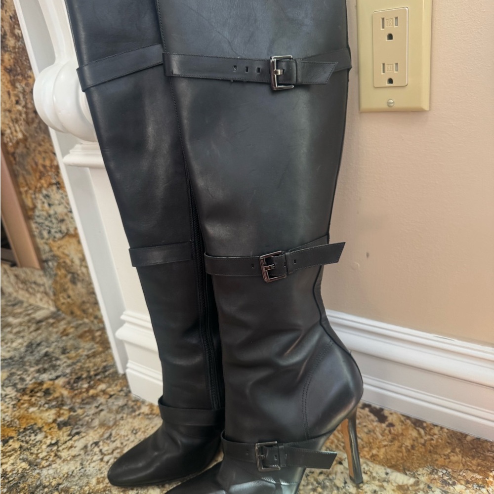 Manolo Blahnik Black Over the Knee Boots
